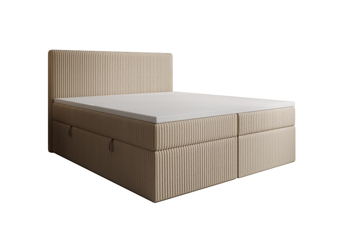 Box spring bed Kubo in Corduroy with storage space