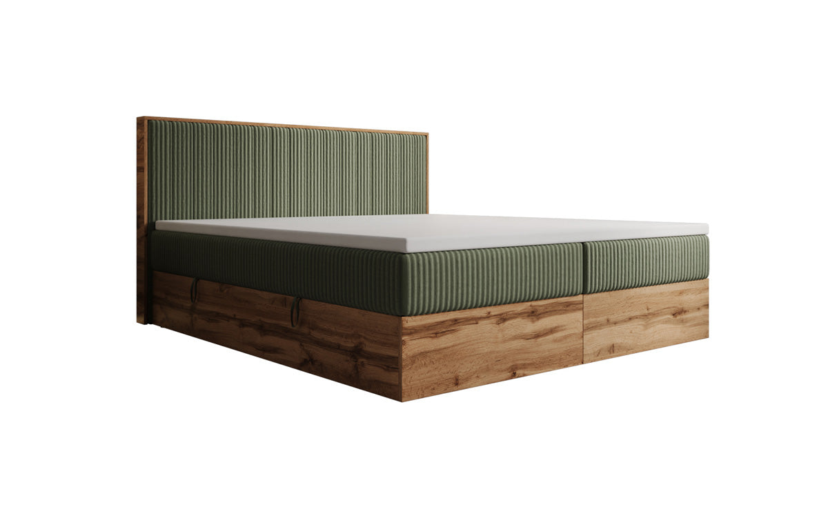 Box spring bed Timber Line in Corduroy with storage space