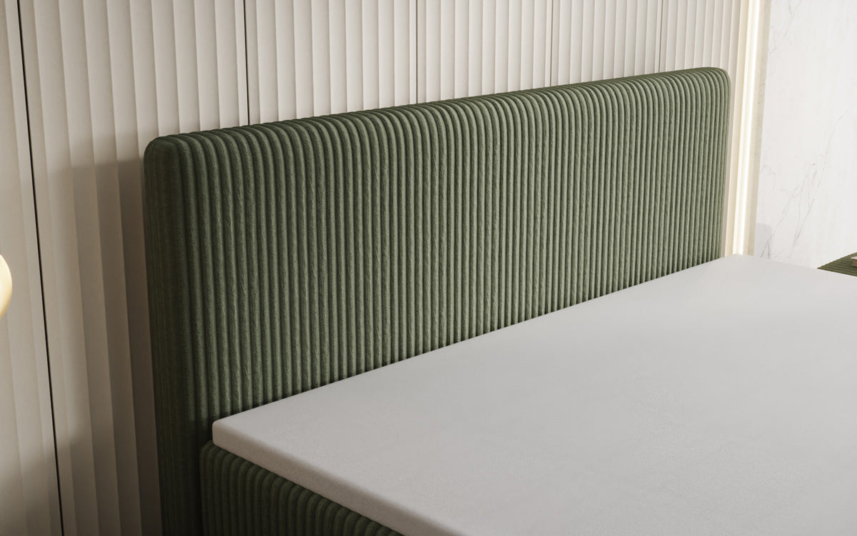 Box spring bed Kubo King in Corduroy with storage space