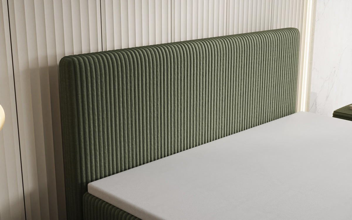 Box spring bed Kubo in Corduroy with storage space