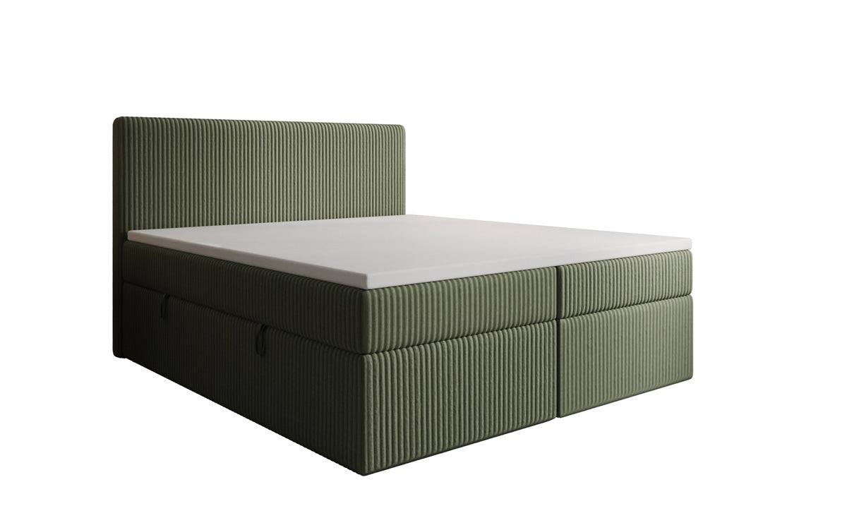 Box spring bed Kubo in Corduroy with storage space