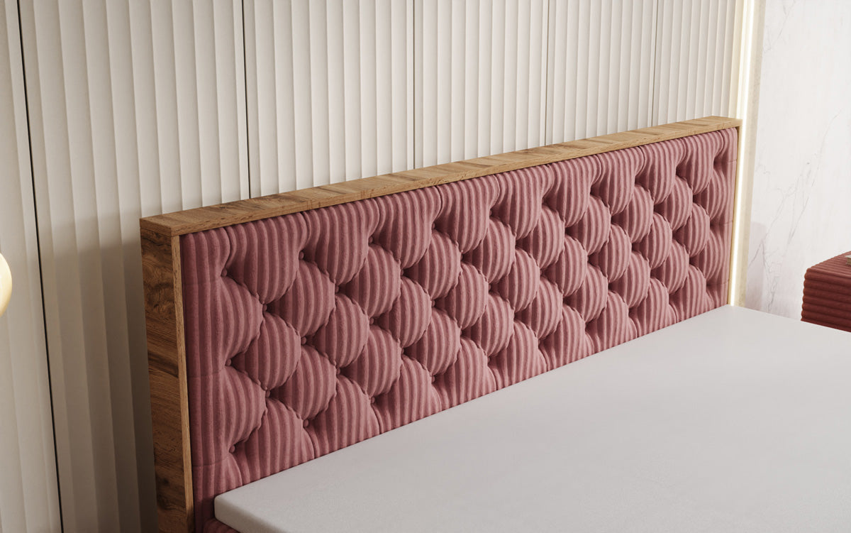 Box spring bed Timber Chester in Corduroy with storage space