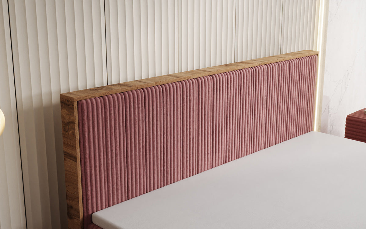 Box spring bed Timber Line in Corduroy with storage space