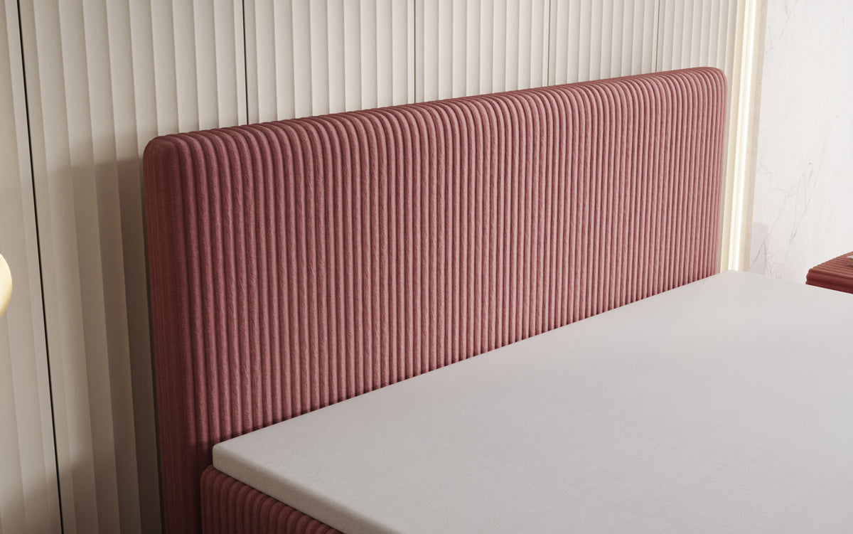 Box spring bed Kubo in Corduroy with storage space
