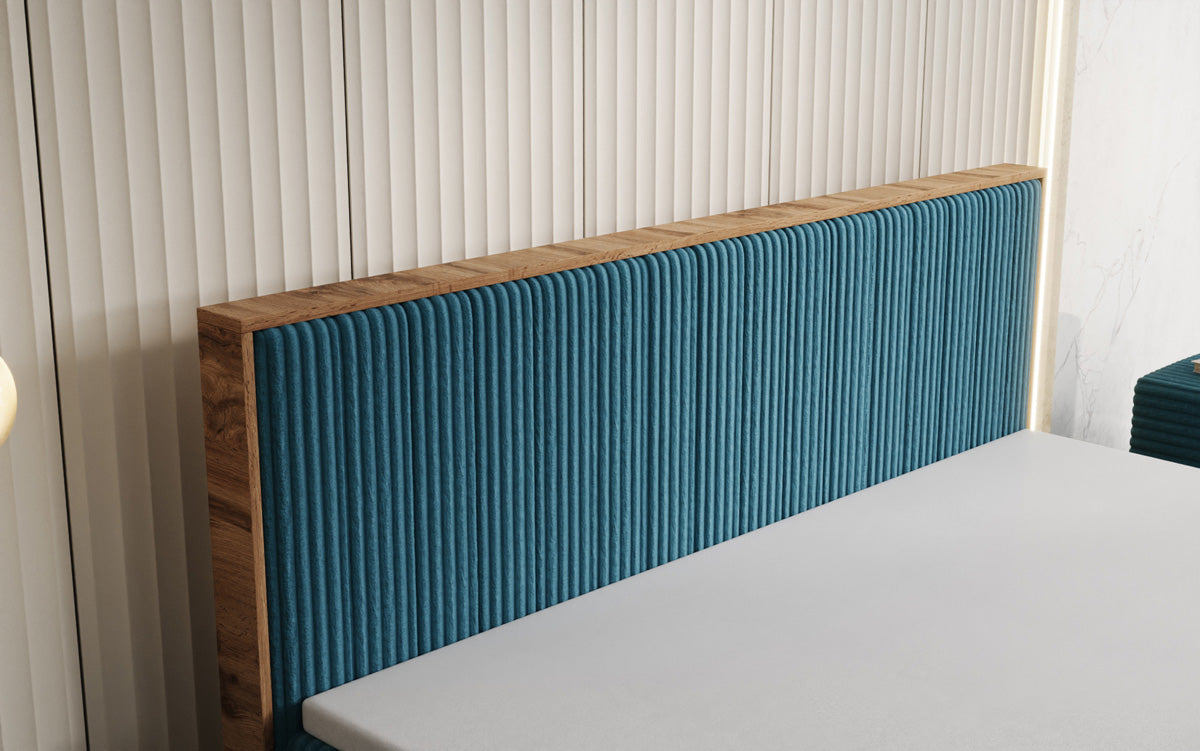 Box spring bed Timber Line in Corduroy with storage space