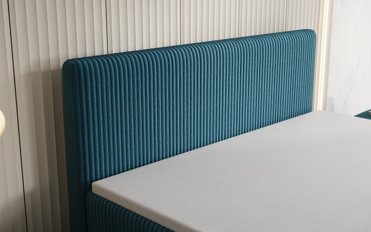 Box spring bed Kubo King in Corduroy with storage space