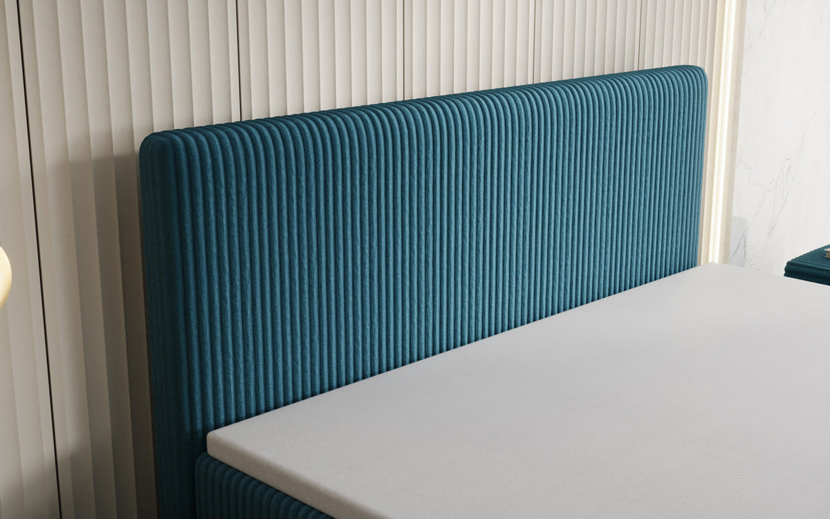 Box spring bed Kubo in Corduroy with storage space