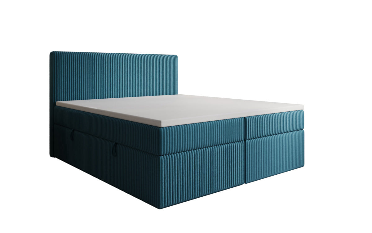 Box spring bed Kubo in Corduroy with storage space