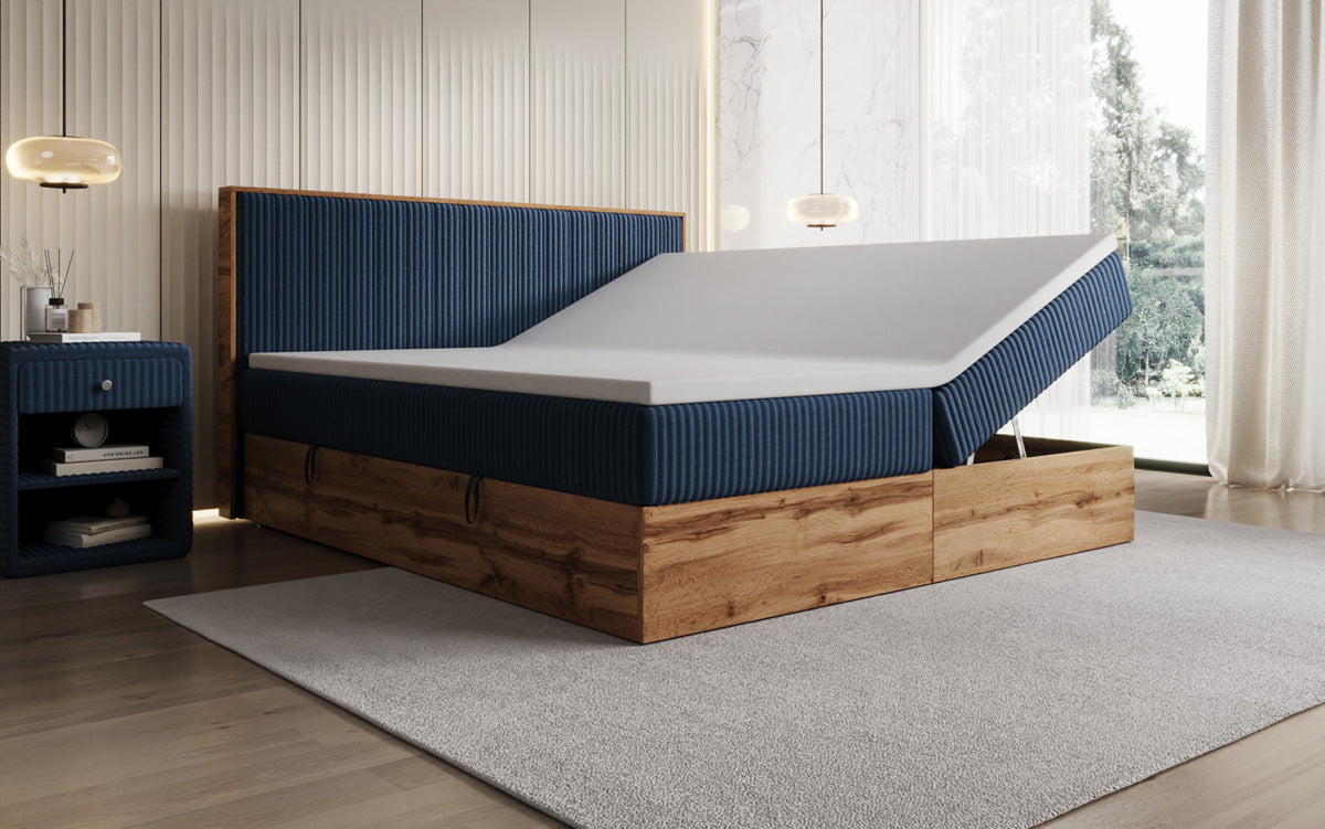 Box spring bed Timber Line in Corduroy with storage space