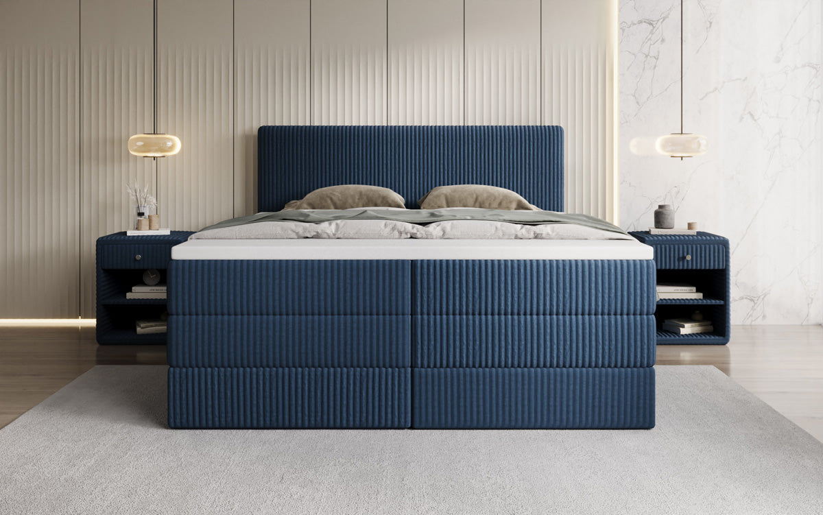 Box spring bed Kubo King in Corduroy with storage space