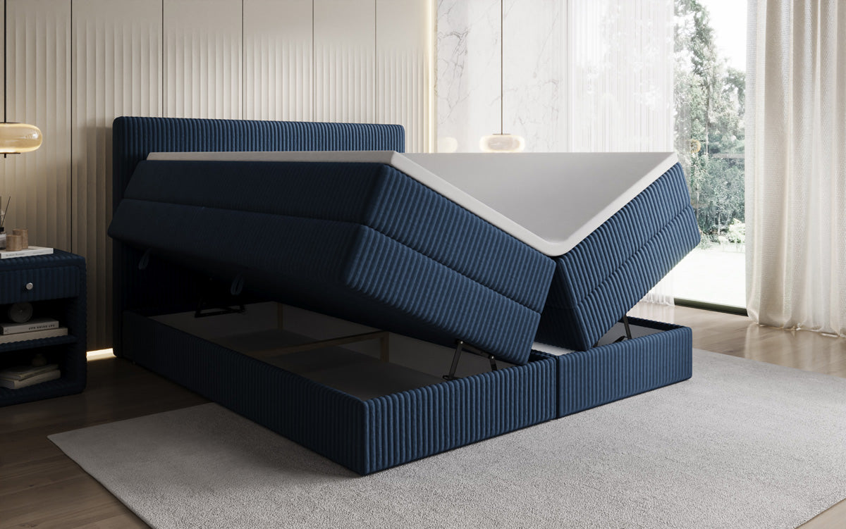 Box spring bed Kubo King in Corduroy with storage space