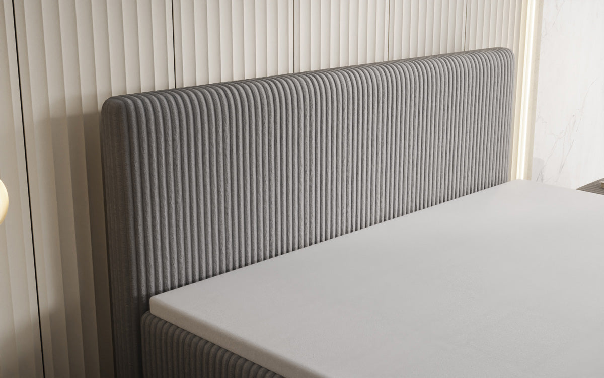 Box spring bed Kubo King in Corduroy with storage space