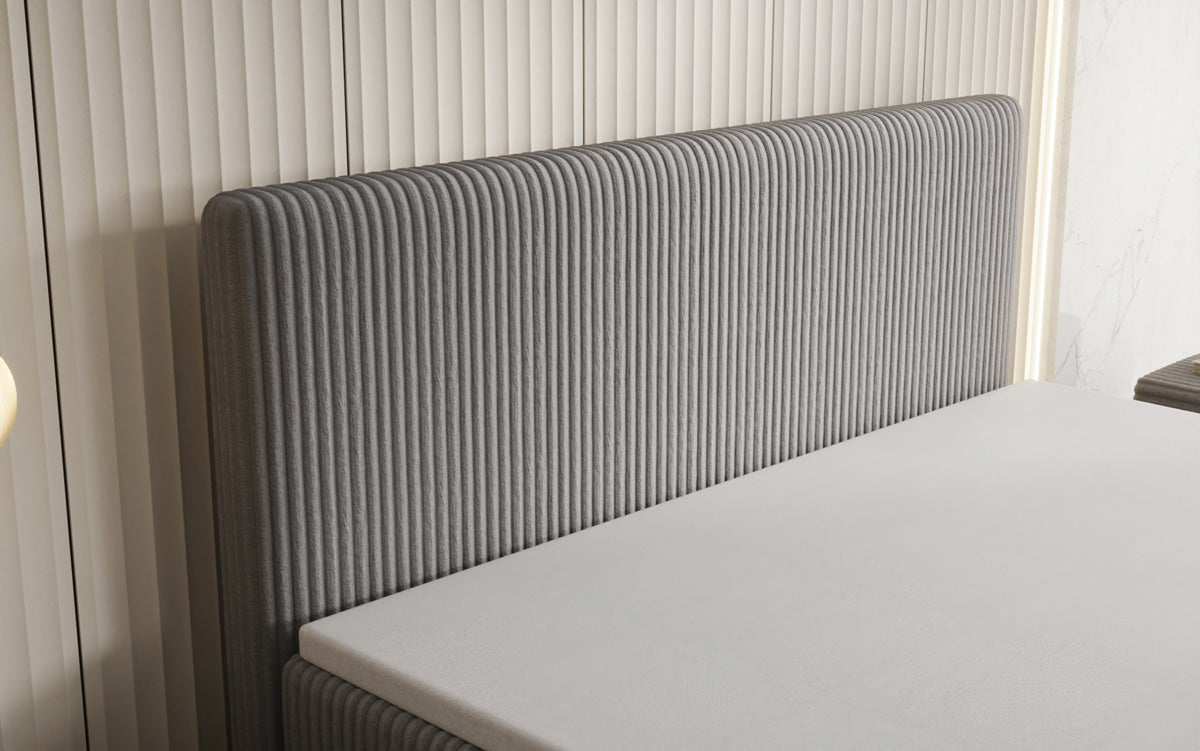Box spring bed Kubo in Corduroy with storage space