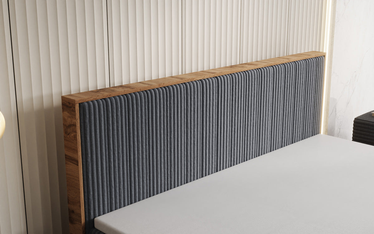 Box spring bed Timber Line in Corduroy with storage space