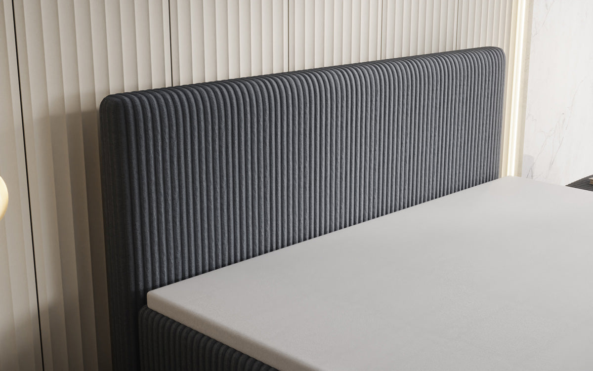 Box spring bed Kubo King in Corduroy with storage space