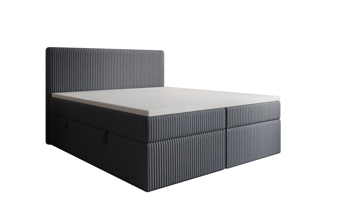 Box spring bed Kubo in Corduroy with storage space