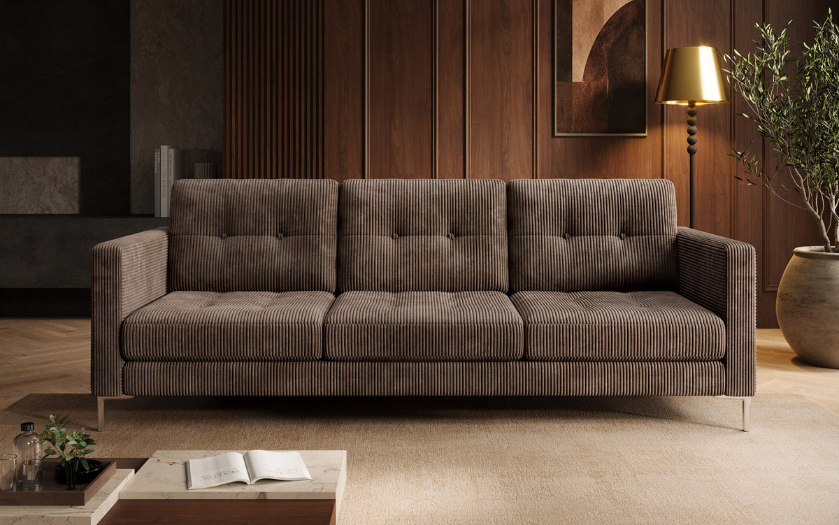 Designer 3 Sitzer Sofa Harvey mit Schlaf- und Klappfunktion in Cord