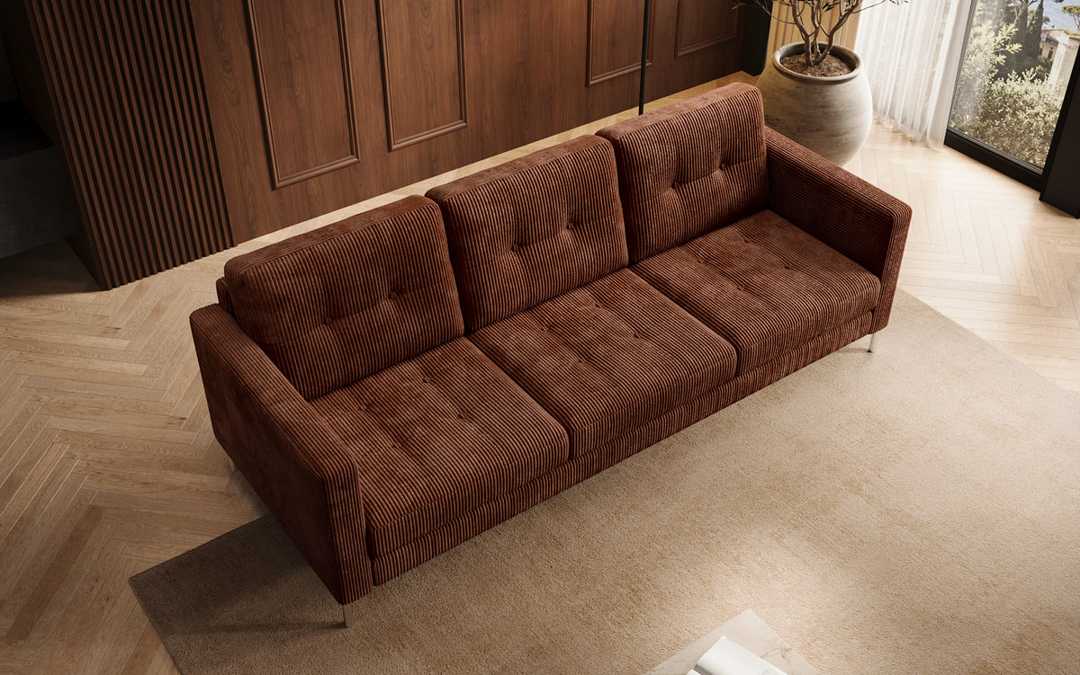 Designer 3 Sitzer Sofa Harvey mit Schlaf- und Klappfunktion in Cord