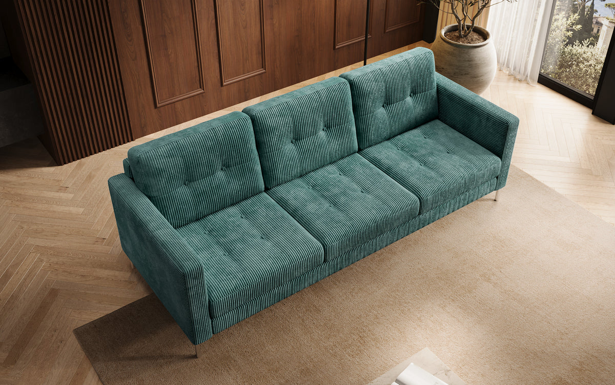 Designer 3 Sitzer Sofa Harvey mit Schlaf- und Klappfunktion in Cord