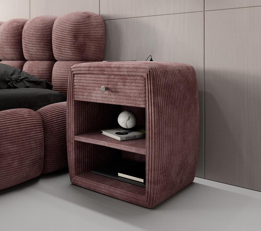 Designer bedside table Lilly with USB connection in cord