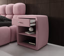 Designer bedside table Lilly with USB port in velvet