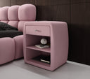 Designer bedside table Lilly with USB port in velvet