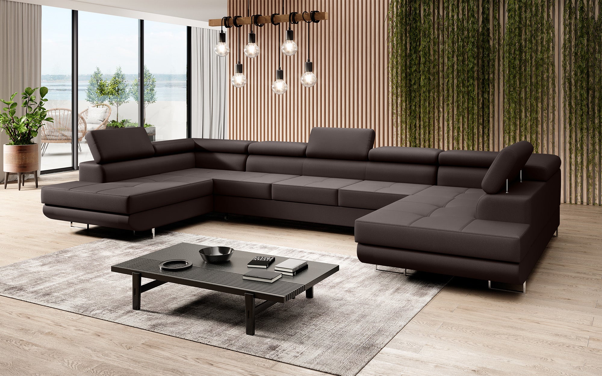 Designer Sofa Taormina mit Schlaf- und Klappfunktion in Kunstleder