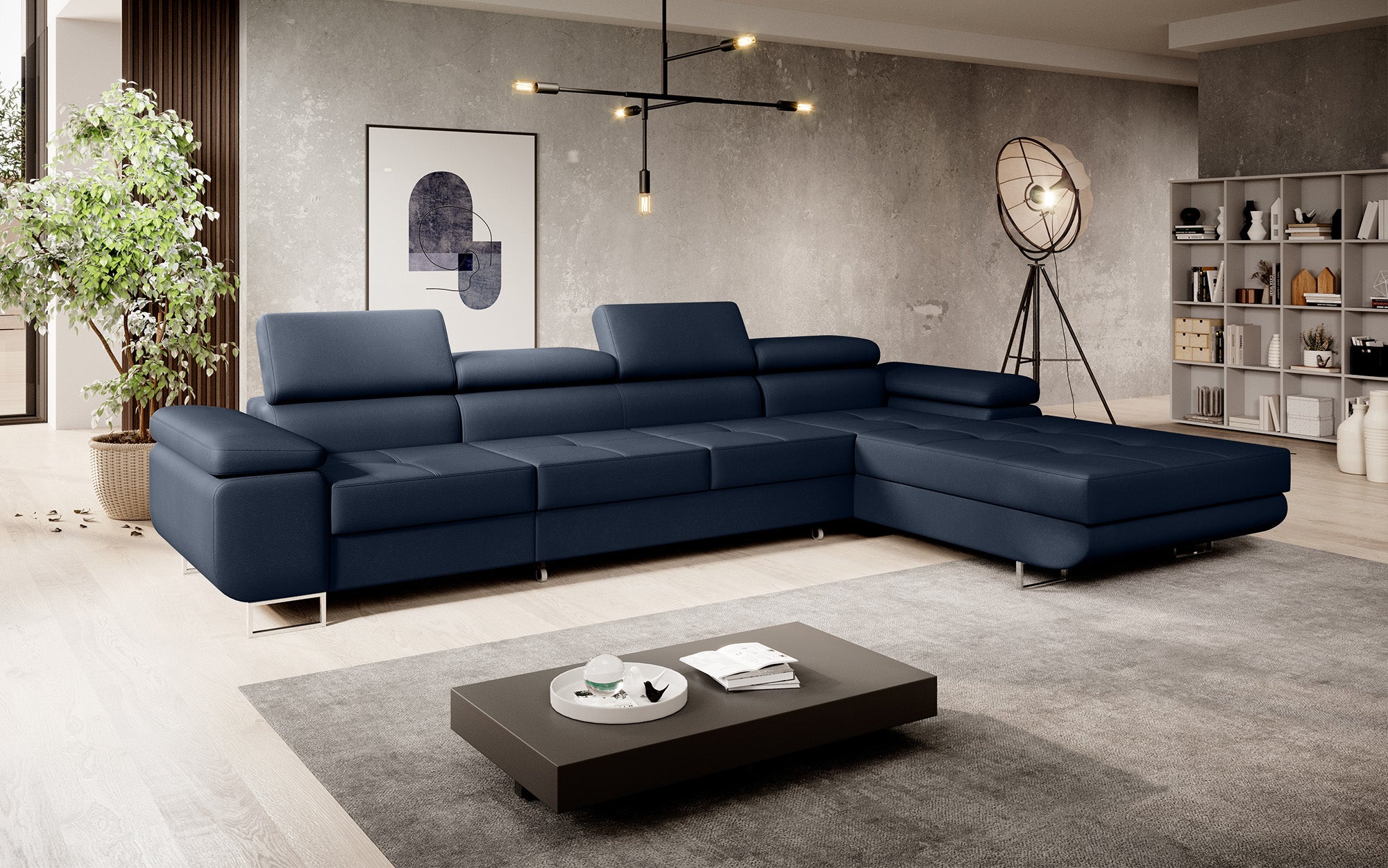 Designer Sofa Calvera Maxi with Sleeping and Folding Function in Faux Leather
