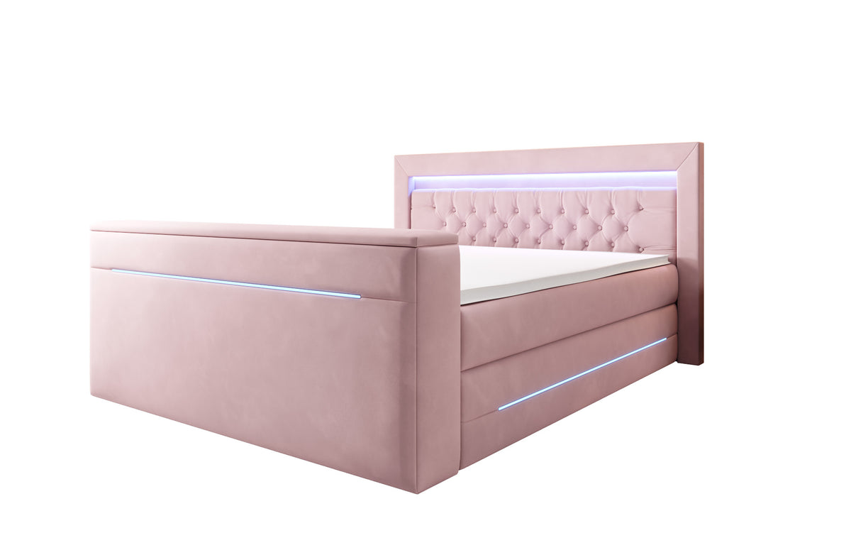 Pluto Boxspring Bed with TV Lift, RGB, and Storage