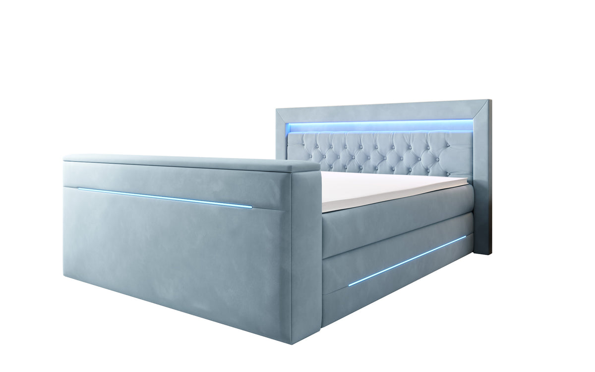 Pluto Boxspring Bed with TV Lift, RGB, and Storage