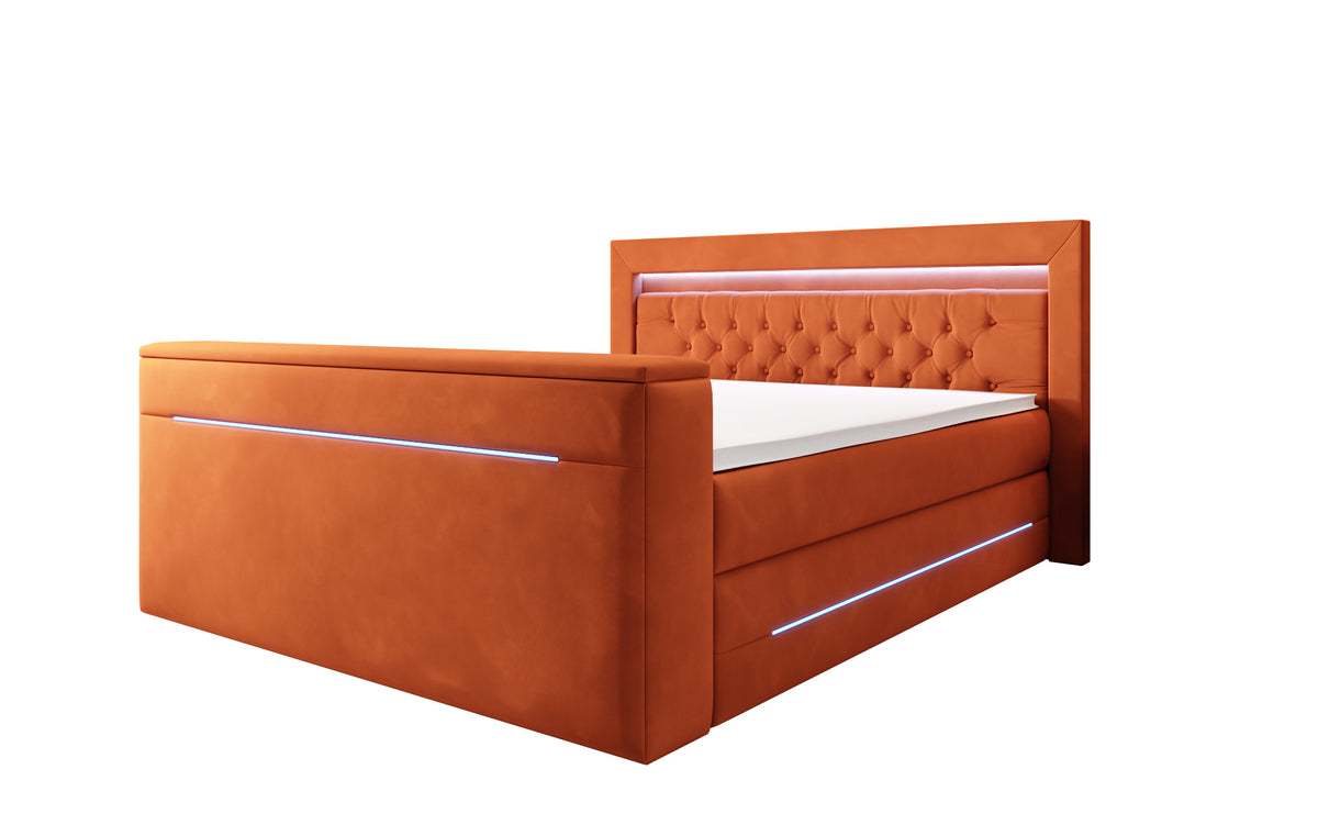 Pluto Boxspring Bed with TV Lift, RGB, and Storage