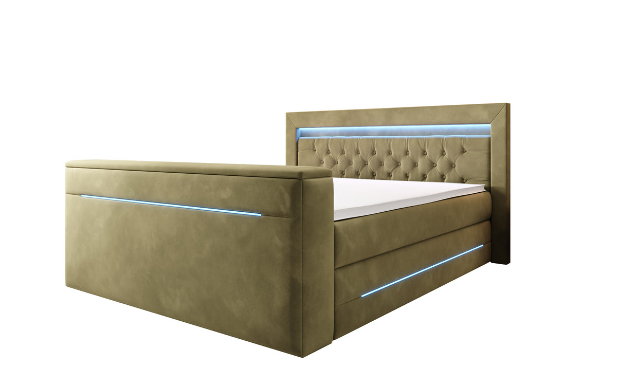 Pluto Boxspring Bed with TV Lift, RGB, and Storage