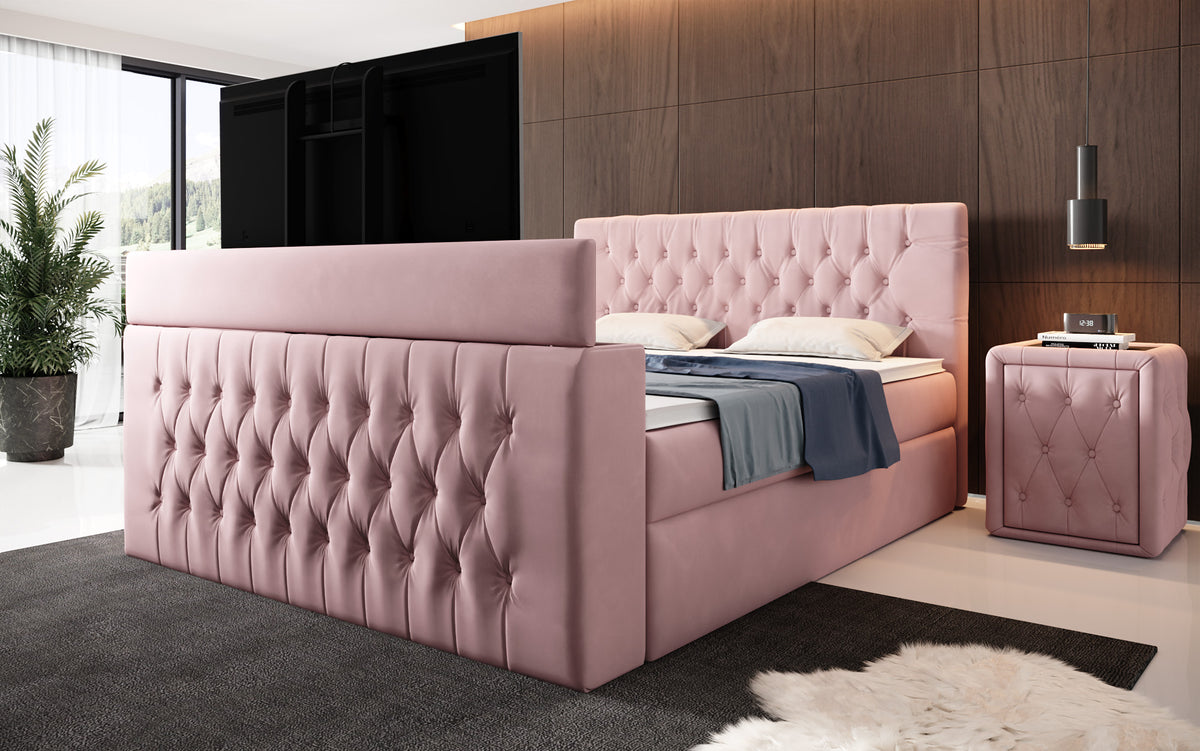 Velano Box Spring Bed with TV Lift and Storage Space
