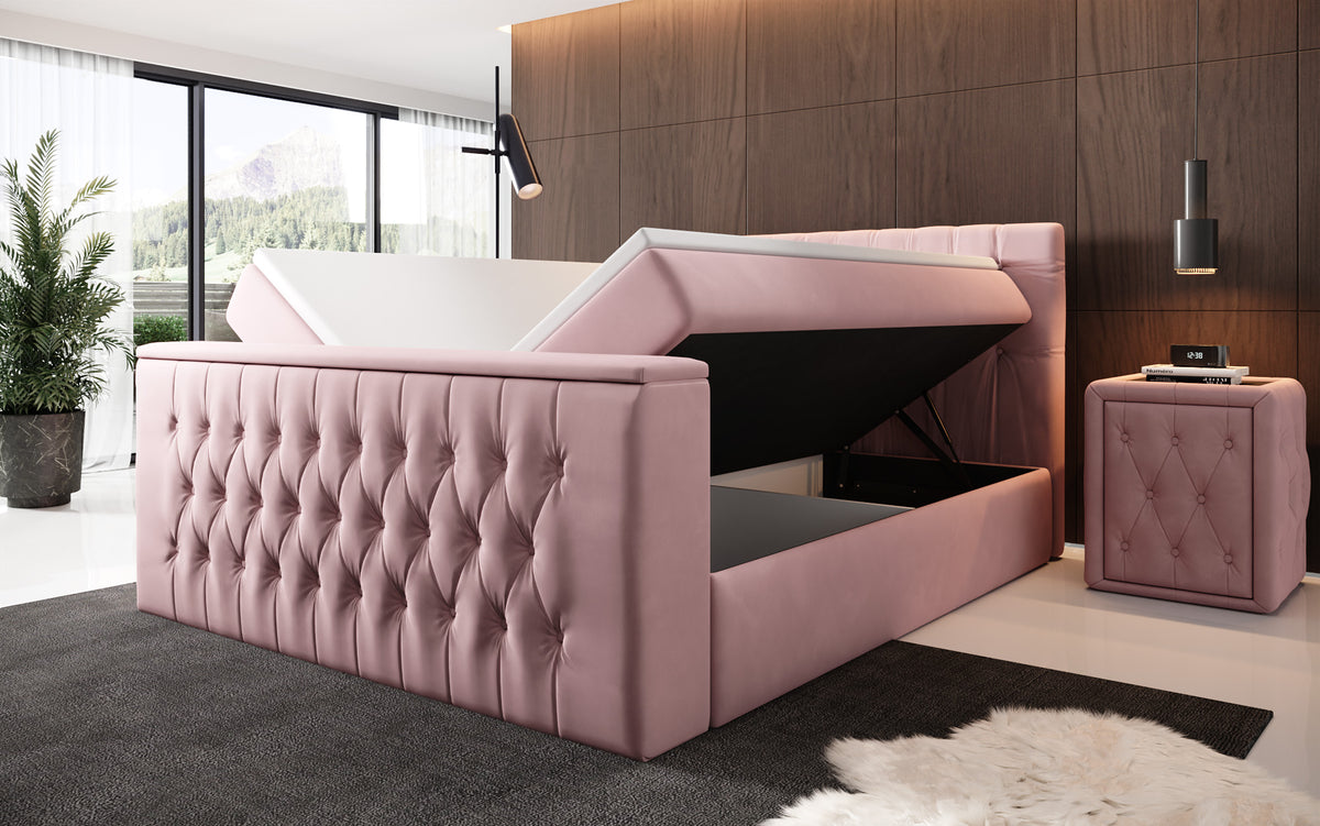 Velano Box Spring Bed with TV Lift and Storage Space