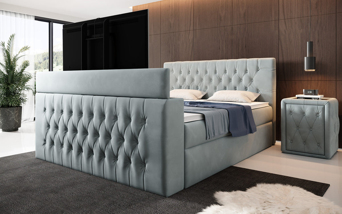 Velano Box Spring Bed with TV Lift and Storage Space