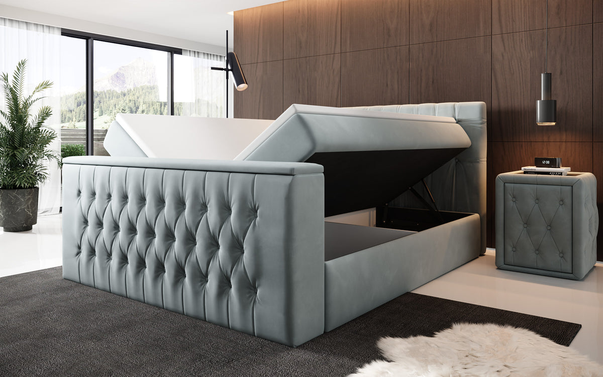 Velano Box Spring Bed with TV Lift and Storage Space