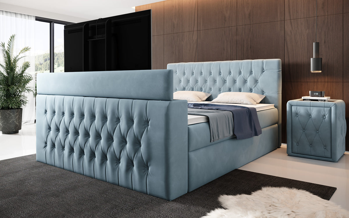 Velano Box Spring Bed with TV Lift and Storage Space
