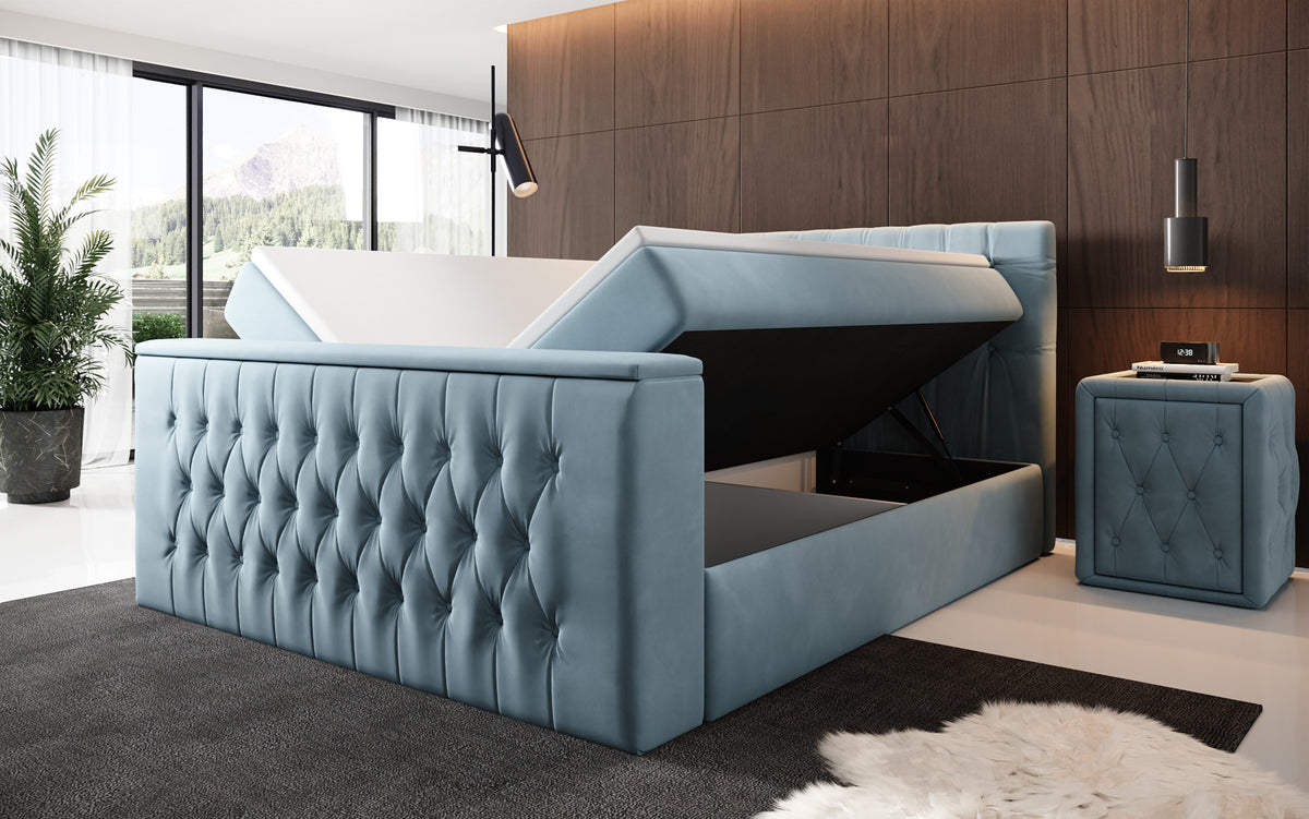 Velano Box Spring Bed with TV Lift and Storage Space