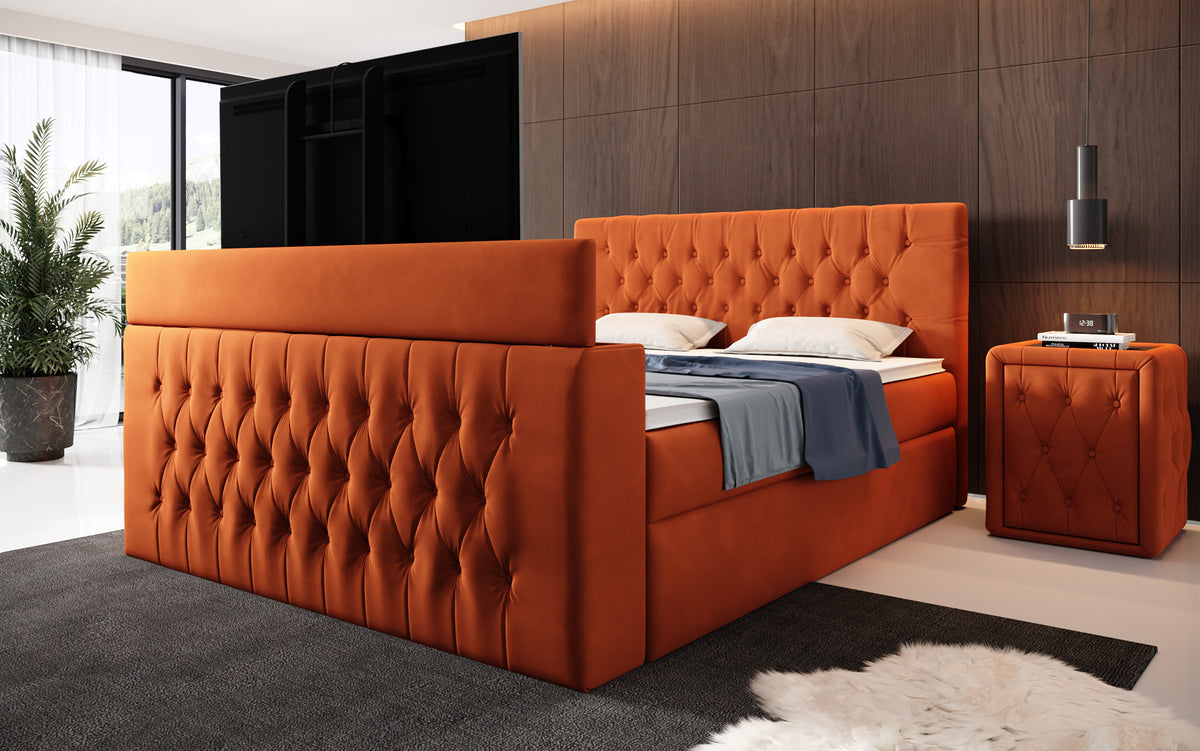 Velano Box Spring Bed with TV Lift and Storage Space
