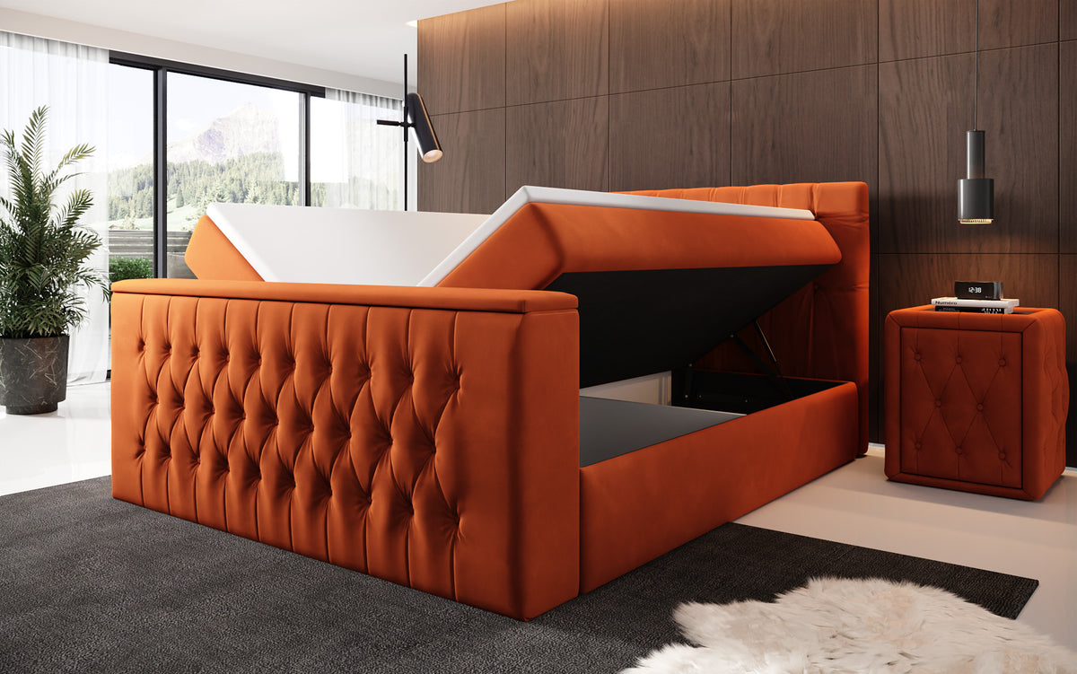 Velano Box Spring Bed with TV Lift and Storage Space