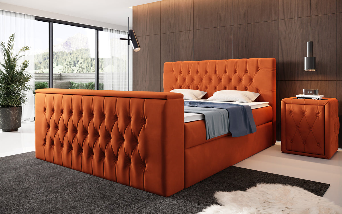 Velano Box Spring Bed with TV Lift and Storage Space
