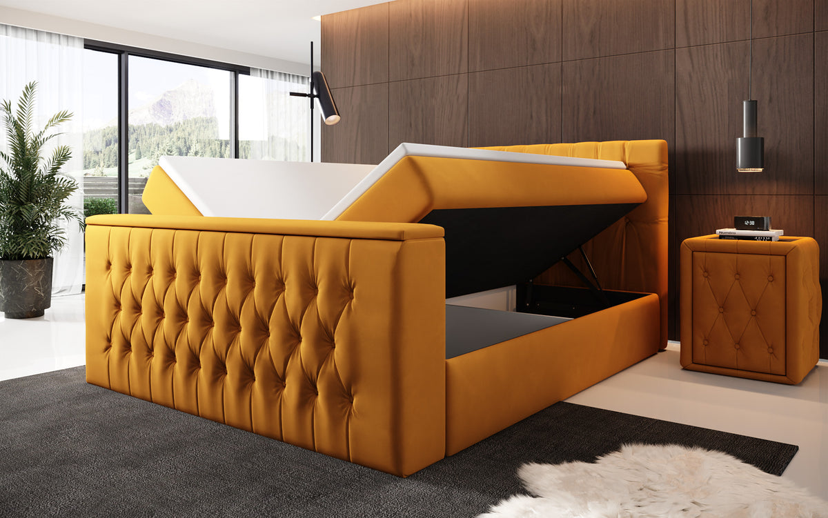 Velano Box Spring Bed with TV Lift and Storage Space