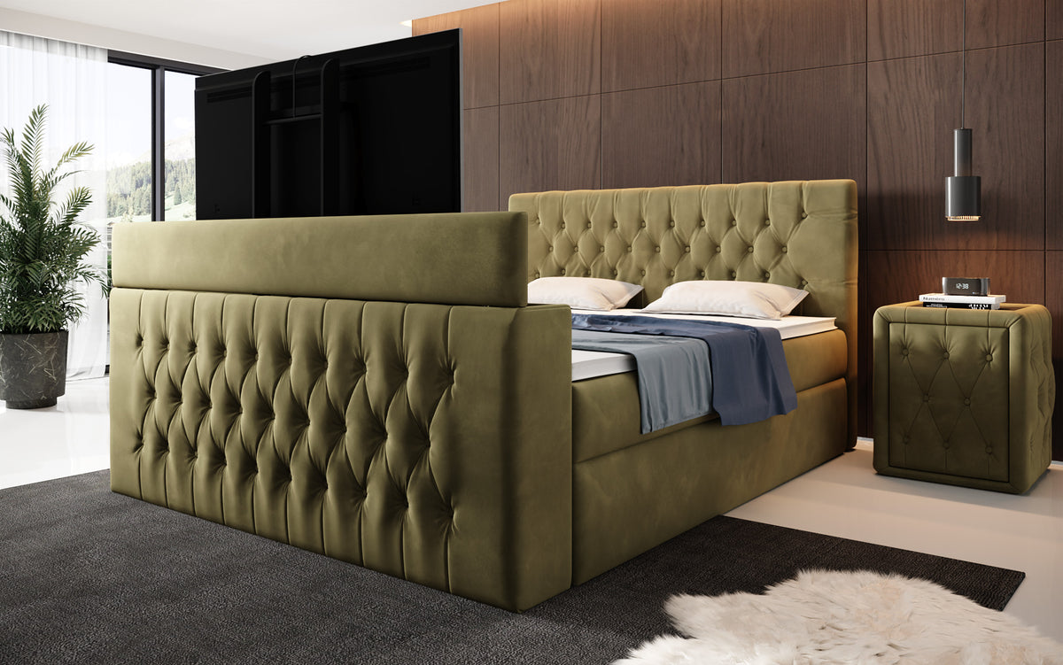 Velano Box Spring Bed with TV Lift and Storage Space