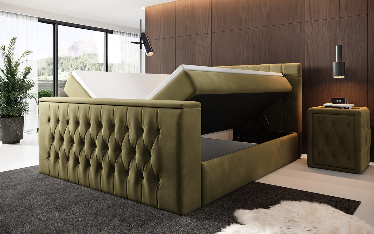 Velano Box Spring Bed with TV Lift and Storage Space