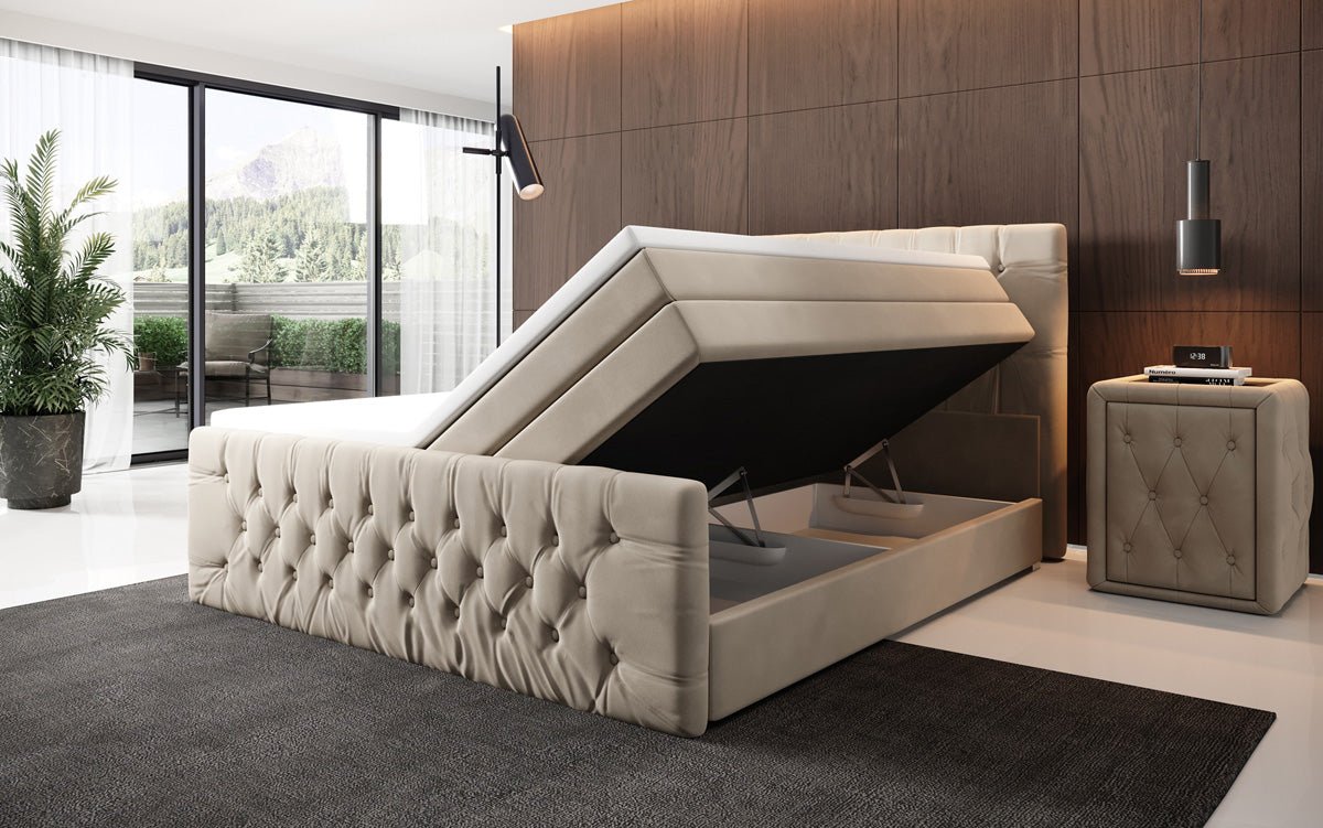 Box spring bed Velutto with storage - Chesterfield style