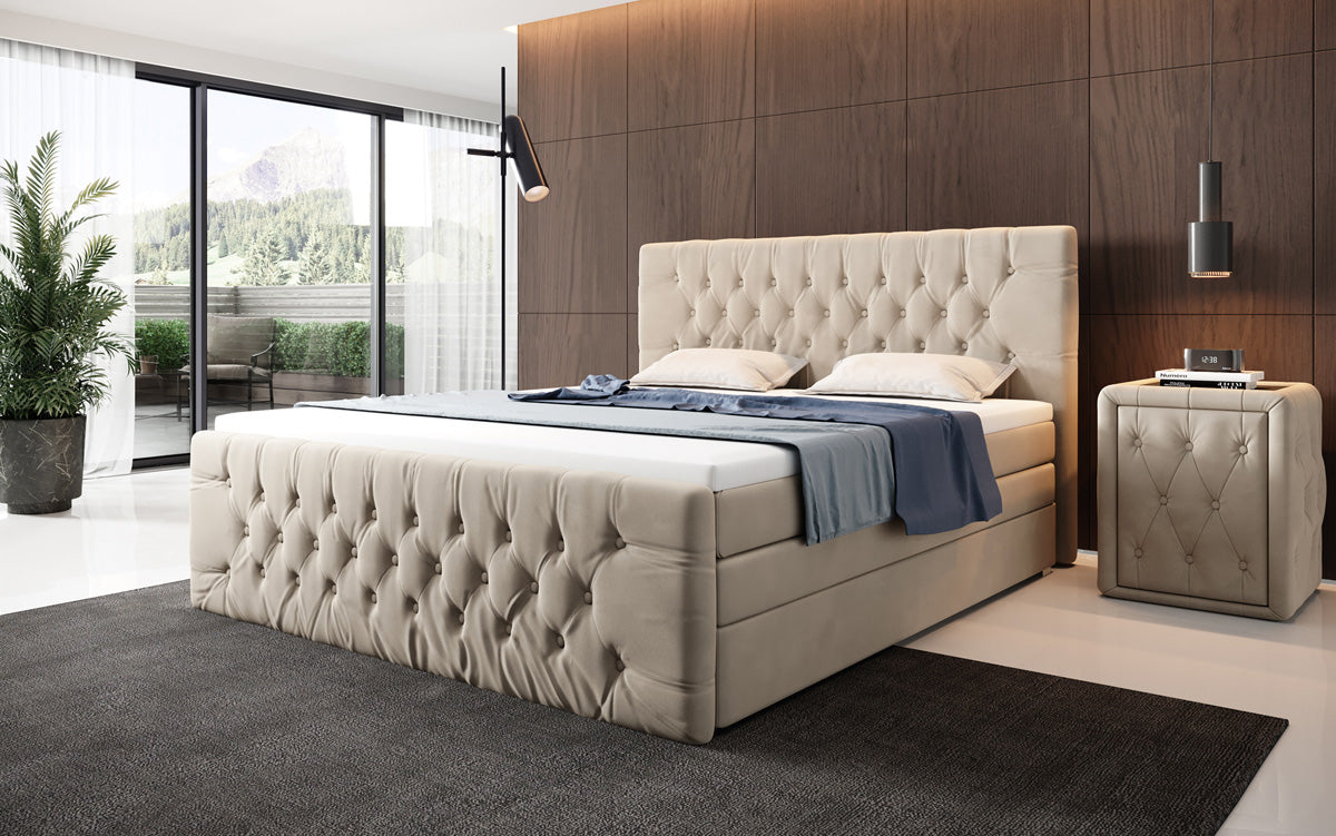 Box spring bed Velutto with storage - Chesterfield style