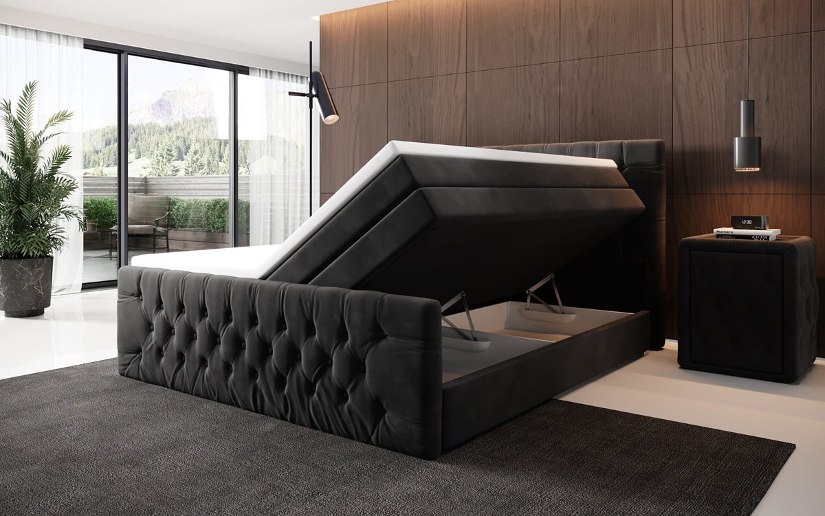 Box spring bed Velutto with storage - Chesterfield style