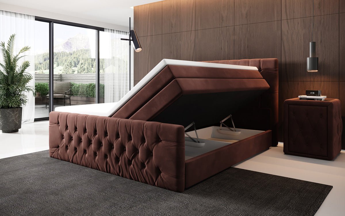 Box spring bed Velutto with storage - Chesterfield style
