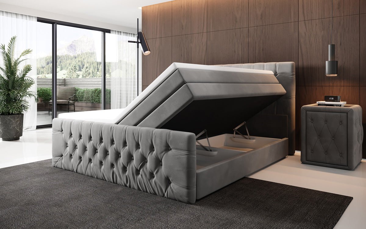 Box spring bed Velutto with storage - Chesterfield style
