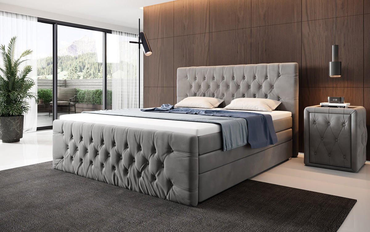 Box spring bed Velutto with storage - Chesterfield style